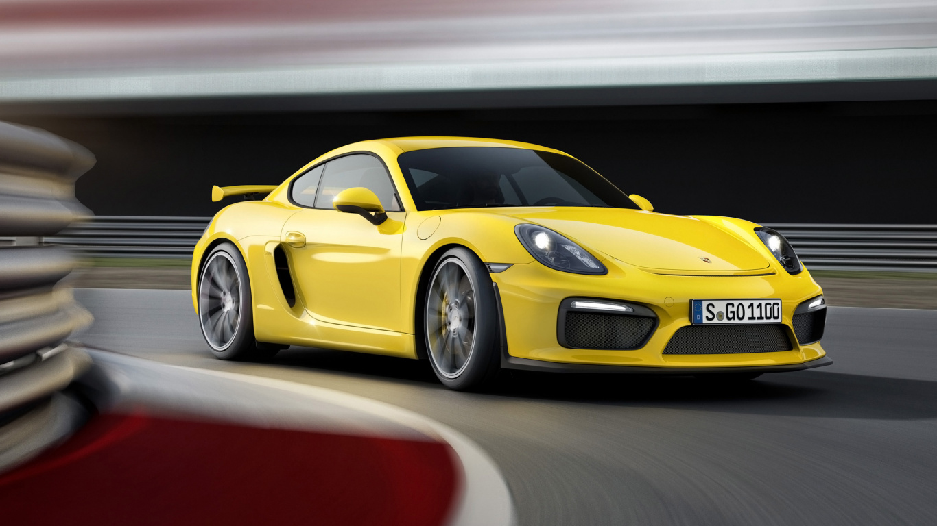 Gelber Porsche 911 Unterwegs. Wallpaper in 1366x768 Resolution