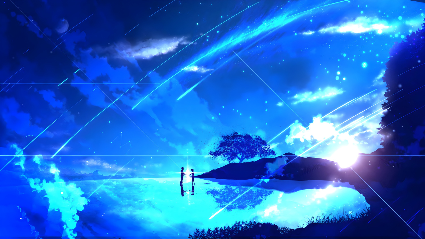 Your Name, Mitsuha Miyamizu, Taki Tachibana, Poster, Anime Art. Wallpaper in 1366x768 Resolution