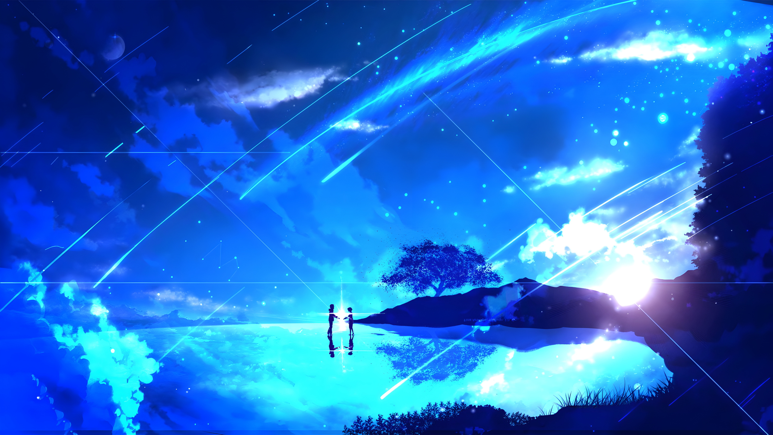 Your Name, Mitsuha Miyamizu, Taki Tachibana, Poster, Anime Art. Wallpaper in 2560x1440 Resolution