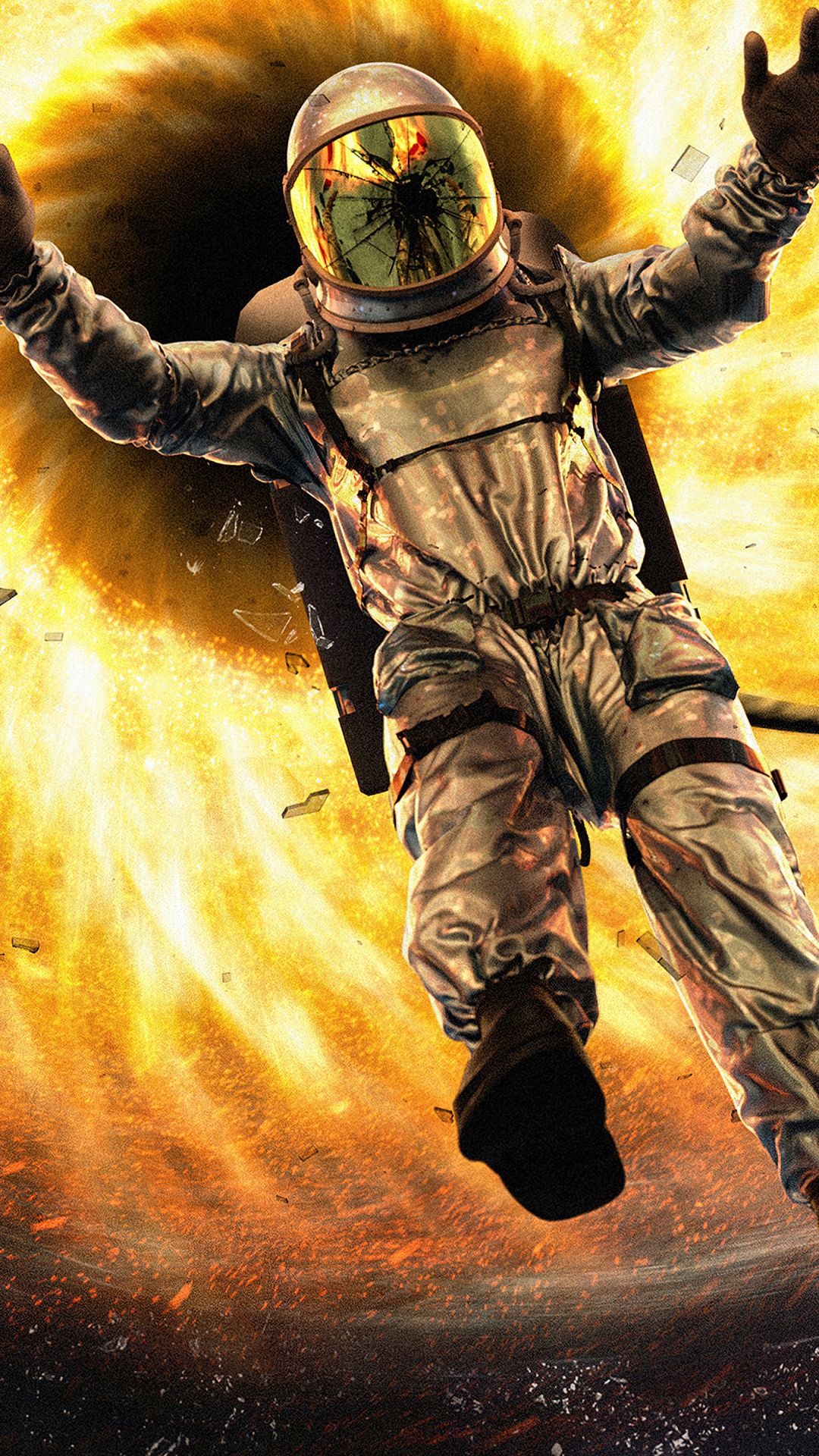 Astronaut Fällt in Schwarzes Loch, Schwarzes Loch, Raum, Astronaut, Kunst. Wallpaper in 1080x1920 Resolution