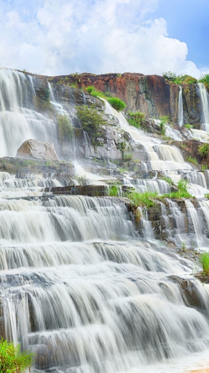 Waterfalls Under Blue Sky During Daytime. Wallpaper in 720x1280 Resolution