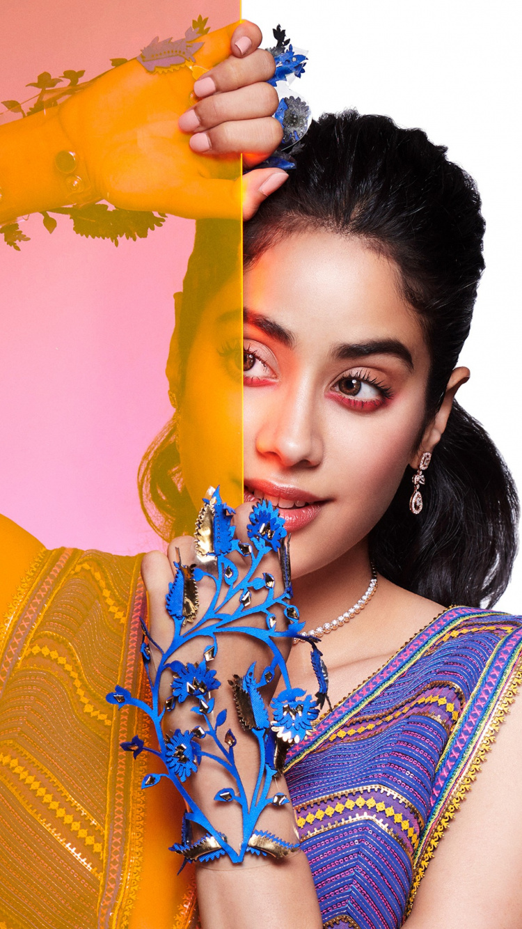 Janhvi Kapoor, Bollywood, Actor, Yellow, Hairstyle. Wallpaper in 750x1334 Resolution
