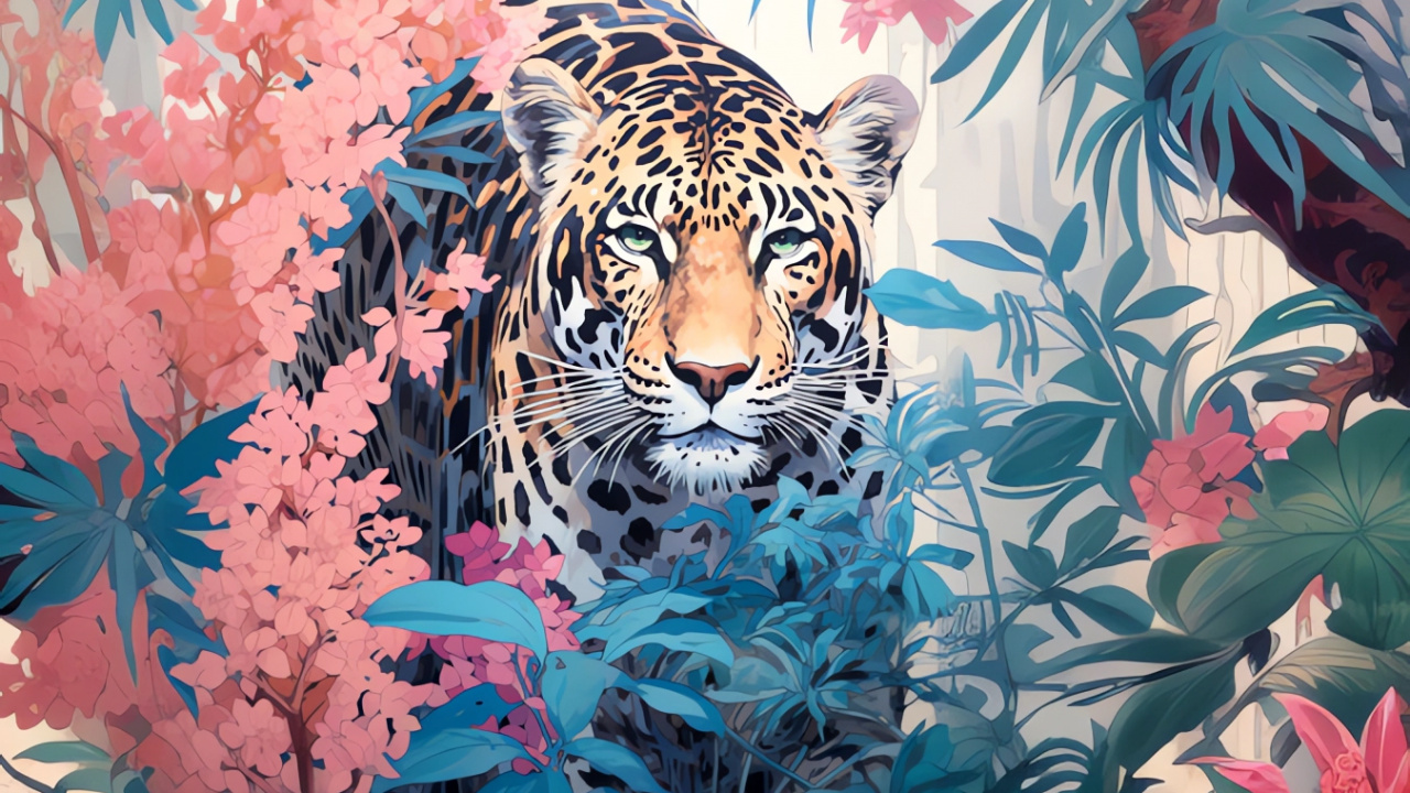 Wildflower, African Leopard, Acrylic Paint, Tiger, Painting. Wallpaper in 1280x720 Resolution