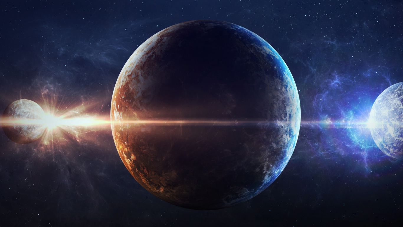 Full Moon With Stars in The Sky. Wallpaper in 1366x768 Resolution