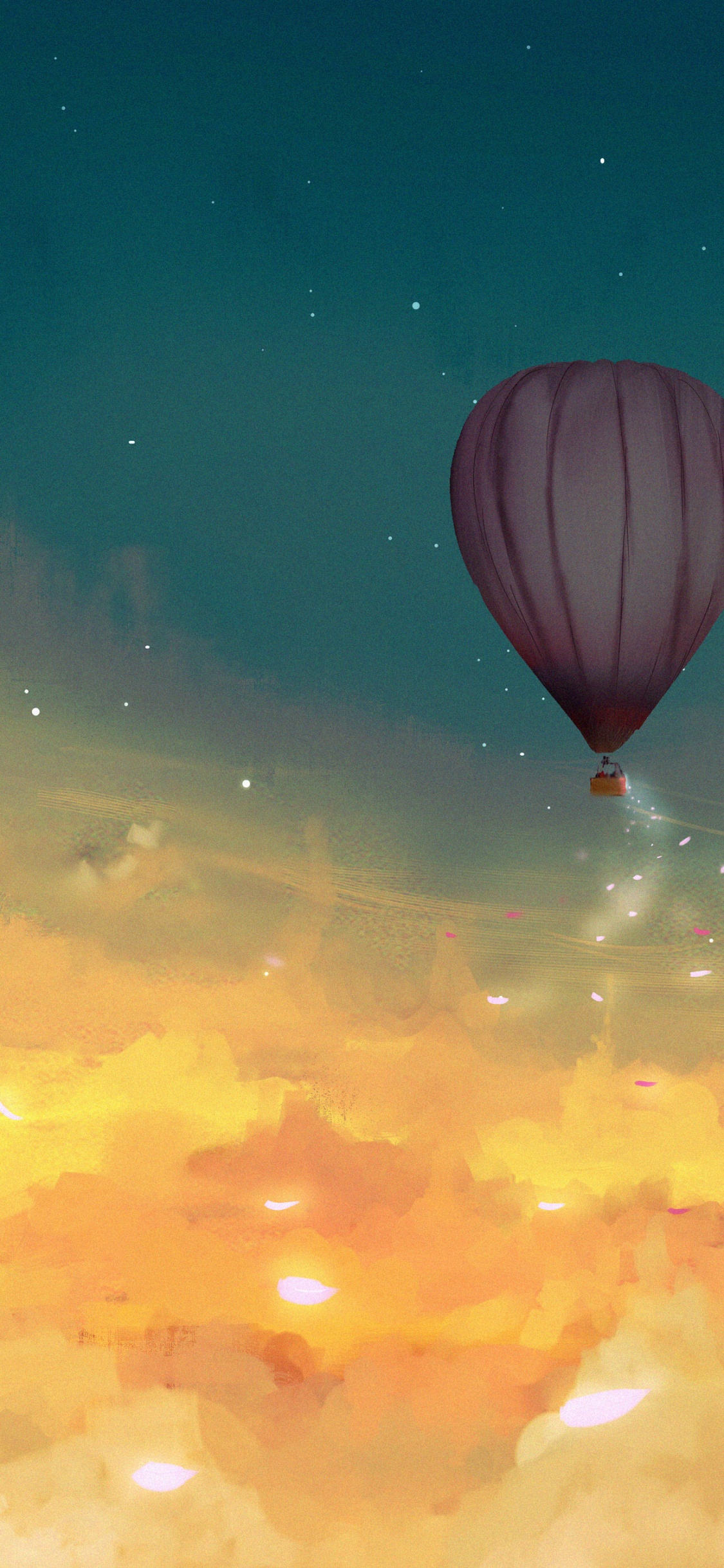 Blue Hot Air Balloon on Sky. Wallpaper in 1125x2436 Resolution