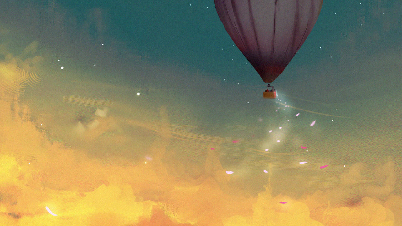 Blue Hot Air Balloon on Sky. Wallpaper in 1280x720 Resolution