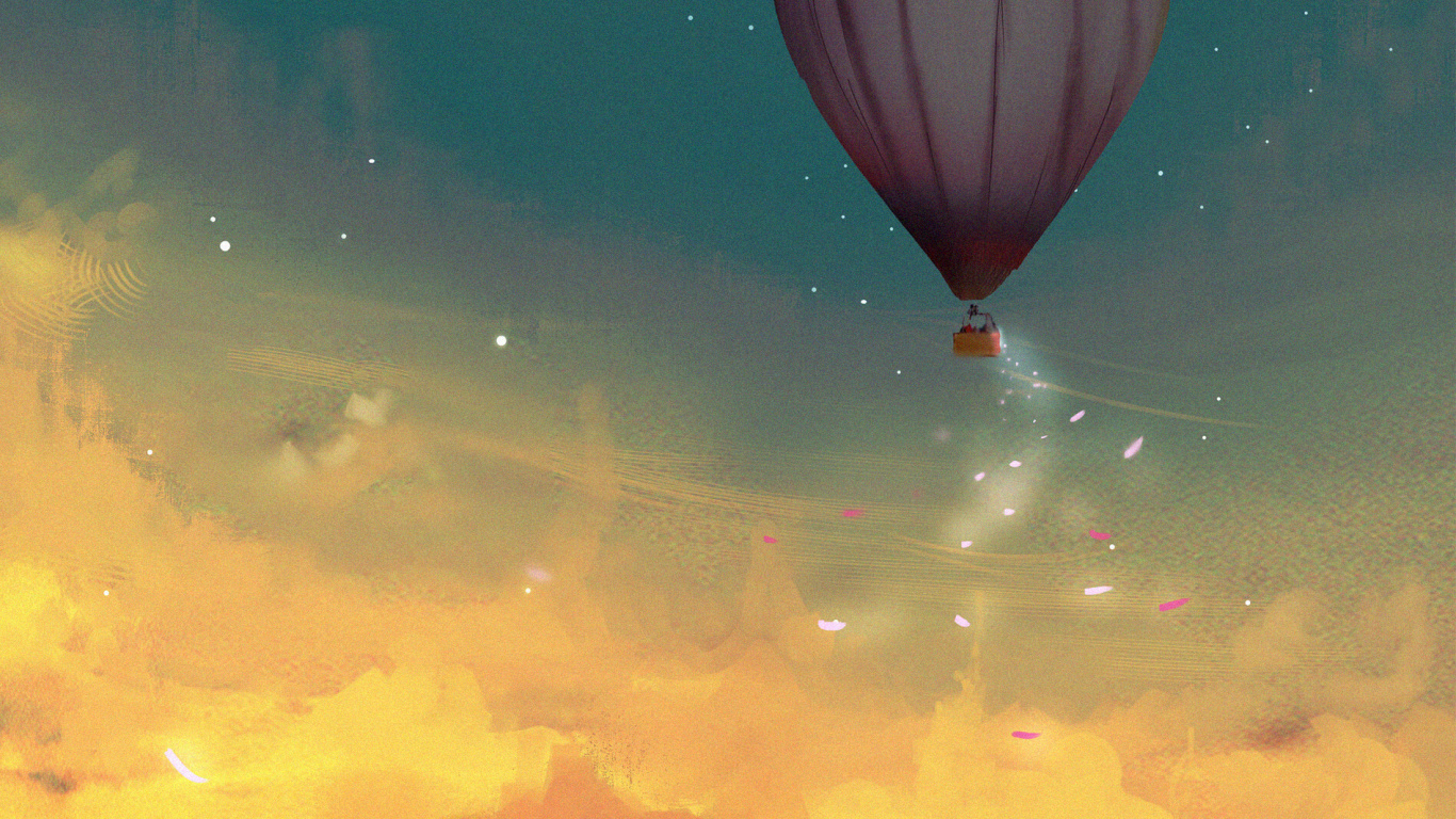 Blue Hot Air Balloon on Sky. Wallpaper in 1366x768 Resolution