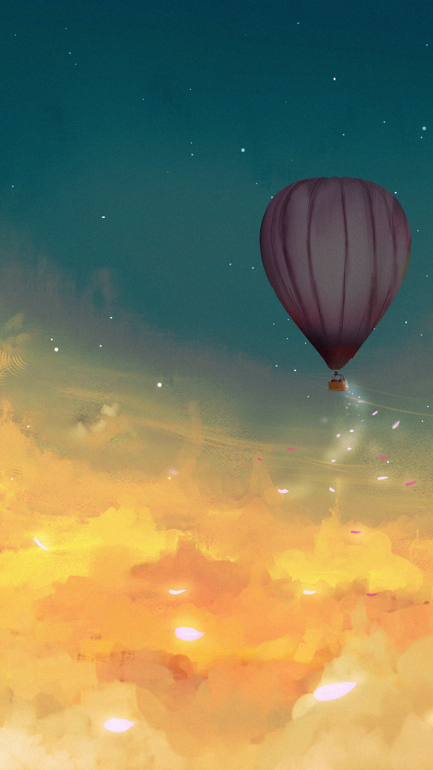 Globo de Aire Caliente Azul en el Cielo. Wallpaper in 1440x2560 Resolution