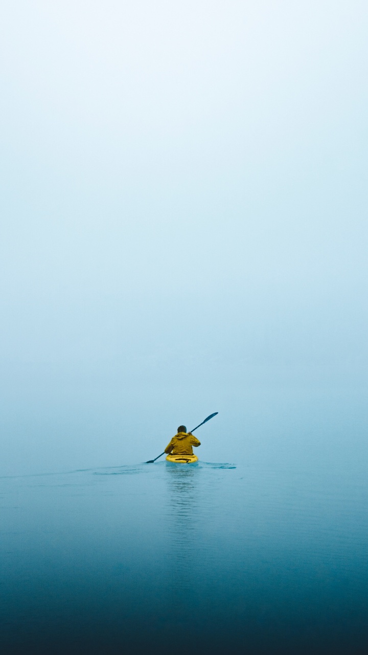 Sea, Water, Blue, Kayaking, Yellow. Wallpaper in 720x1280 Resolution