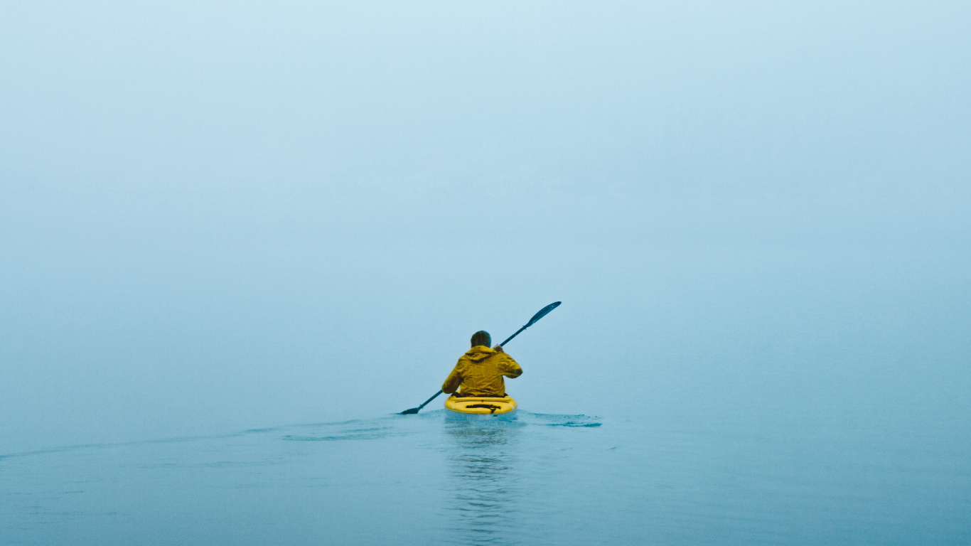 Mar, Agua, Azul, Kayaking, Amarillo. Wallpaper in 1366x768 Resolution
