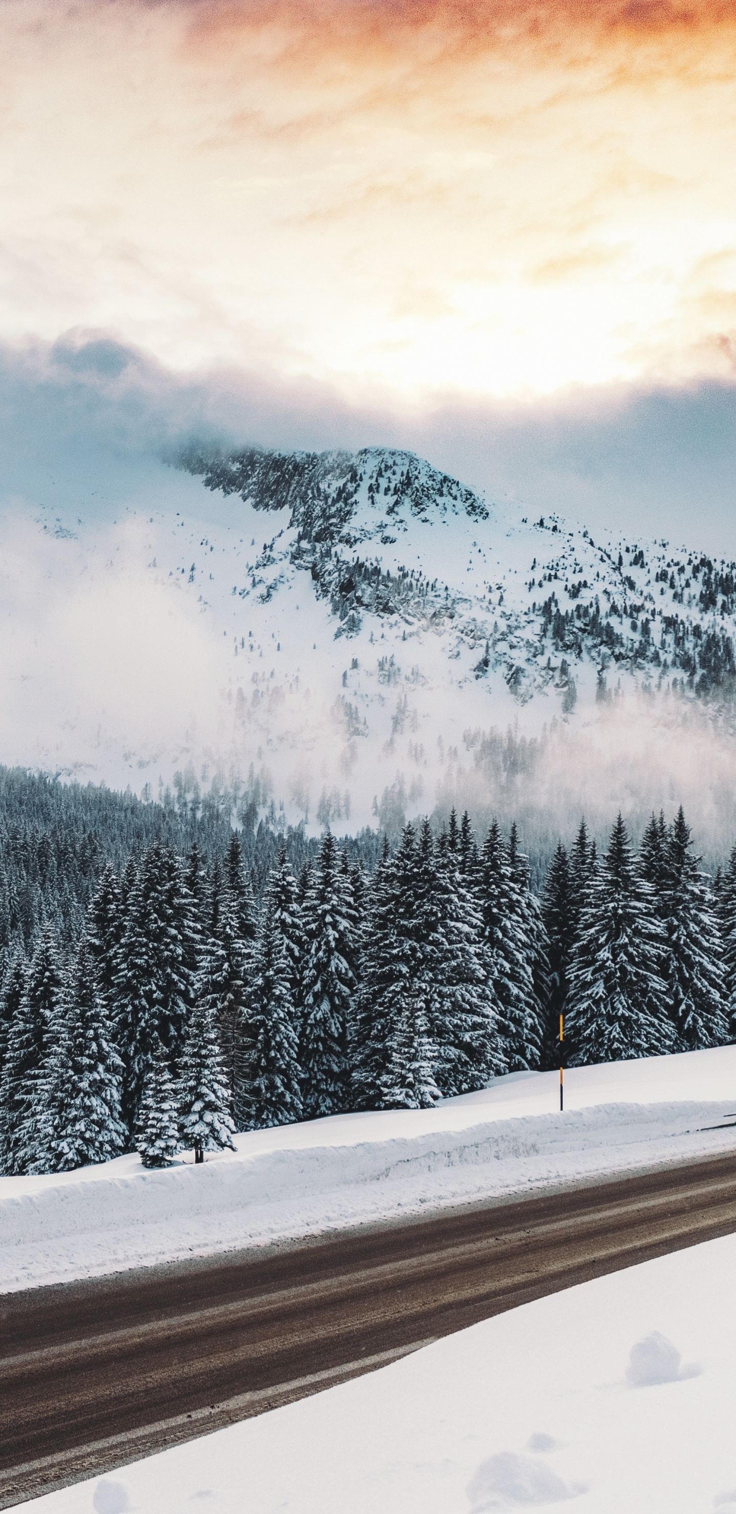 Hiver, Neige, Nature, Les Reliefs Montagneux, Ciel. Wallpaper in 1440x2960 Resolution