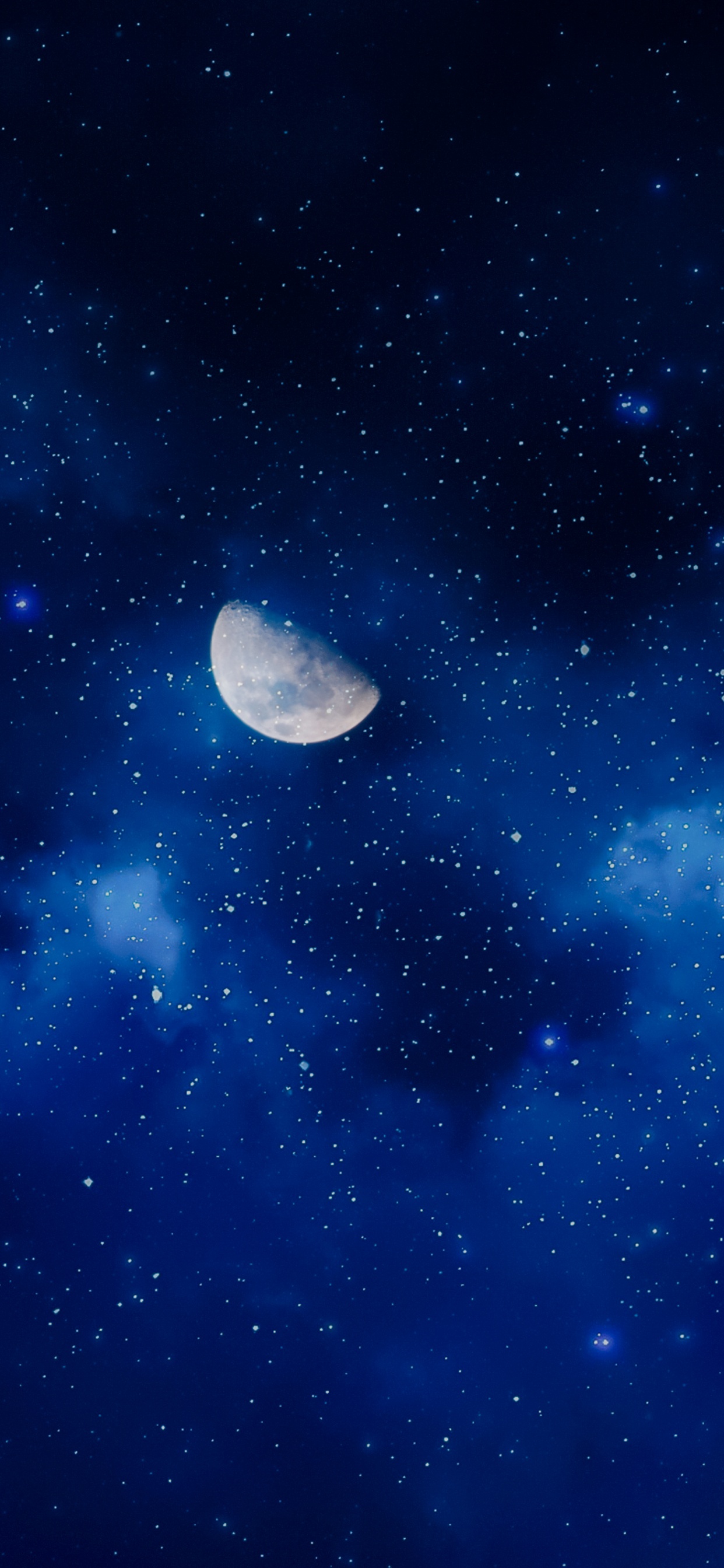 White Moon in Blue Sky. Wallpaper in 1242x2688 Resolution