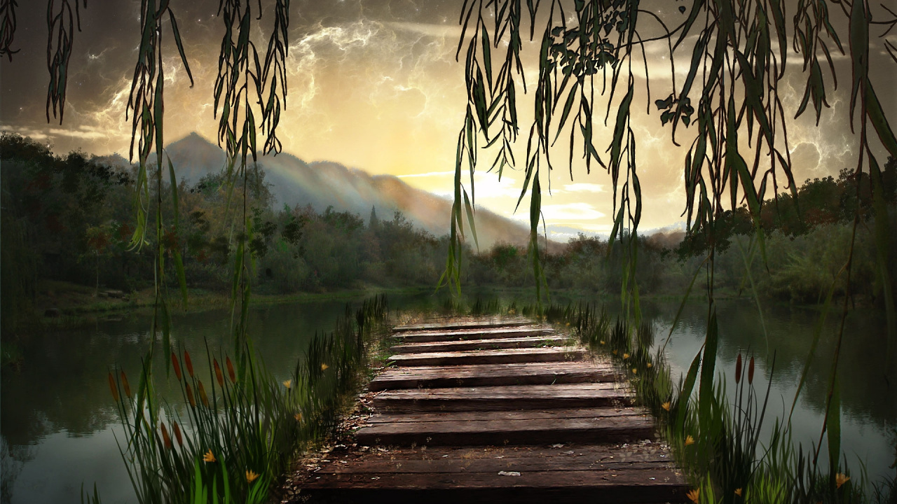 Brown Wooden Dock on Lake During Daytime. Wallpaper in 1280x720 Resolution