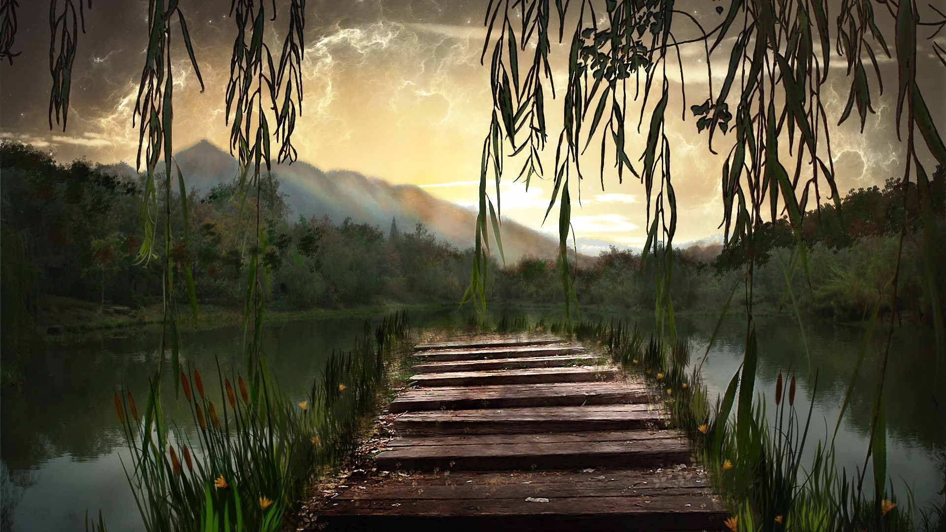 Brown Wooden Dock on Lake During Daytime. Wallpaper in 1920x1080 Resolution