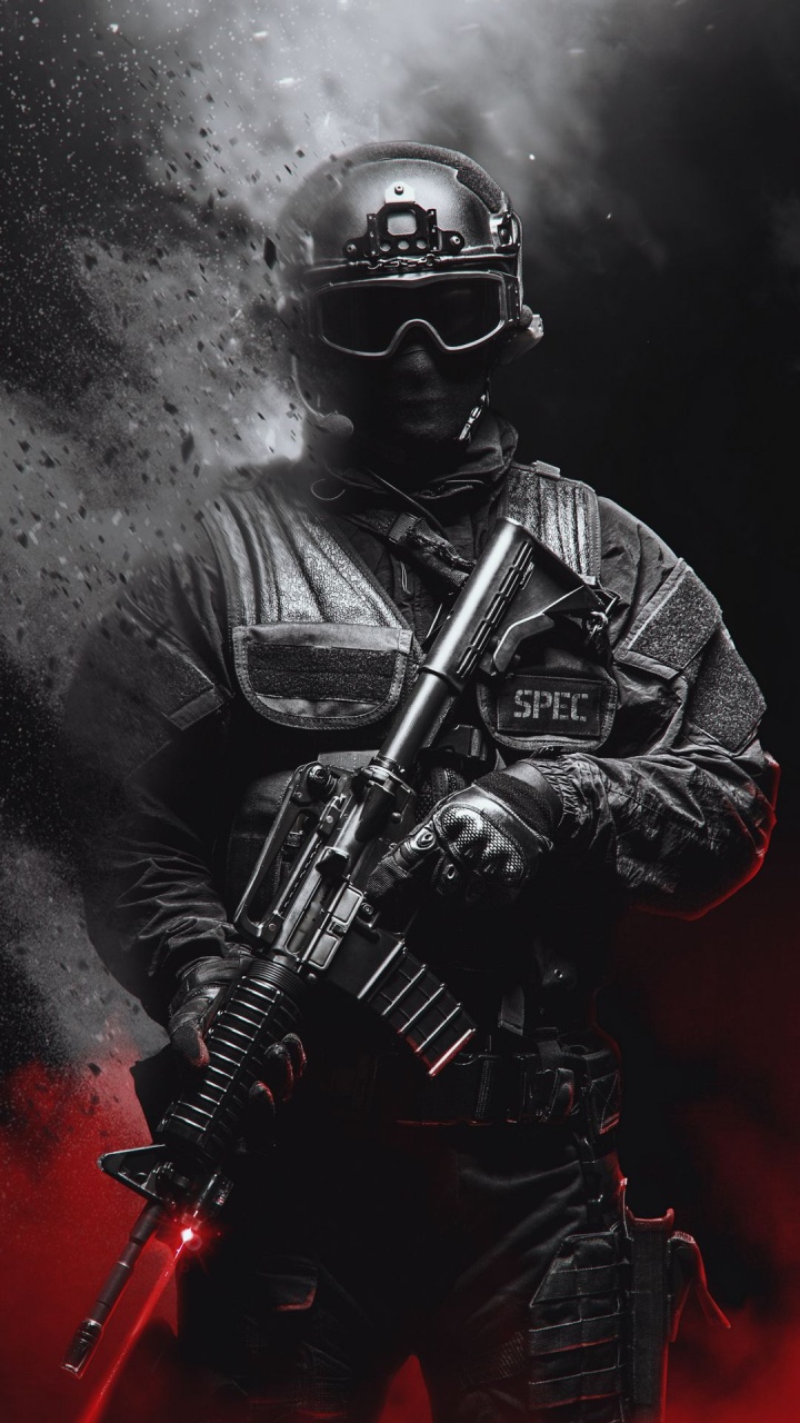 Soldier, Arm, Helmet, Sleeve, Machine Gun. Wallpaper in 720x1280 Resolution