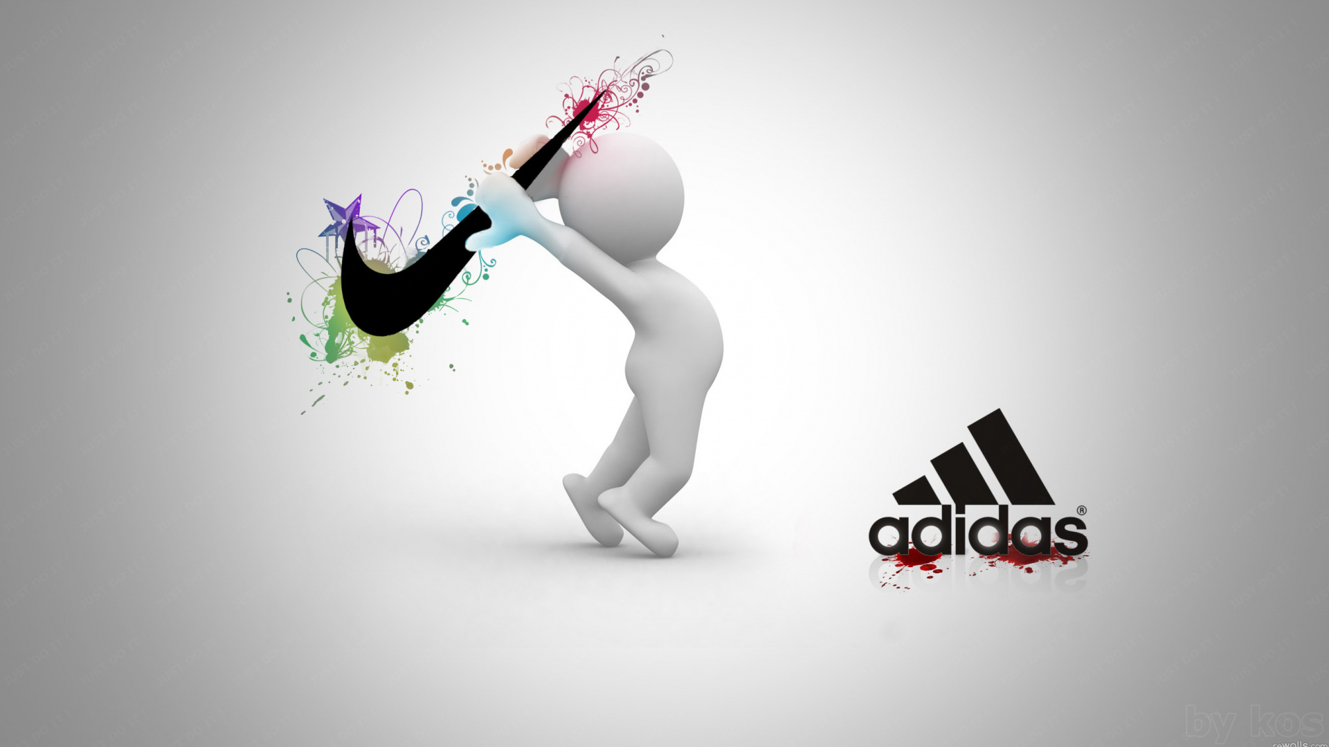 Adidas, Nike, Graphisme, Illustration, Logo. Wallpaper in 1920x1080 Resolution