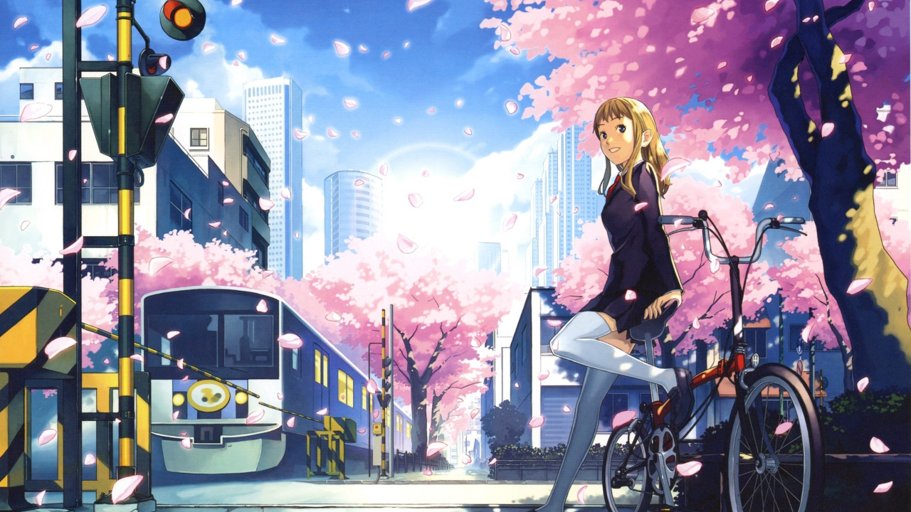 Femme en Robe Noire à Manches Longues à Cheval Sur un Personnage D'anime à Vélo. Wallpaper in 1280x720 Resolution