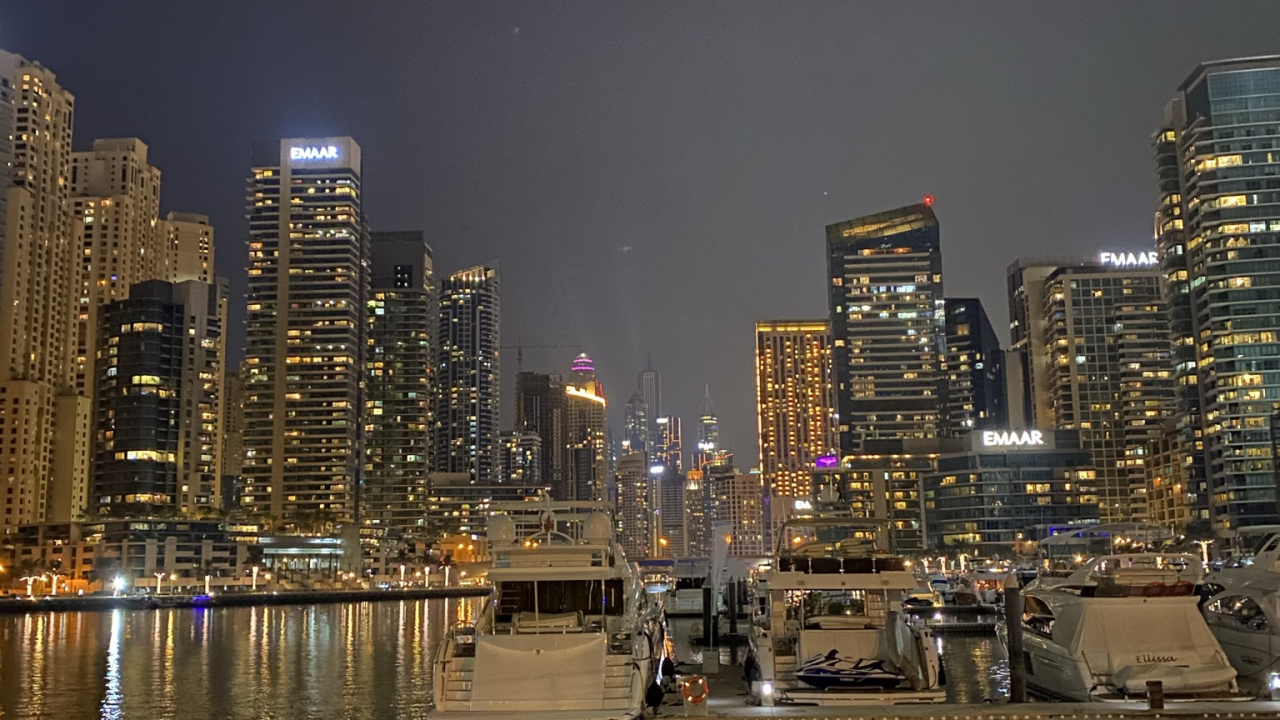 Dubaï, La Marina De Dubaï, Paysage Urbain, Nuit, Tour de Bloc. Wallpaper in 1280x720 Resolution
