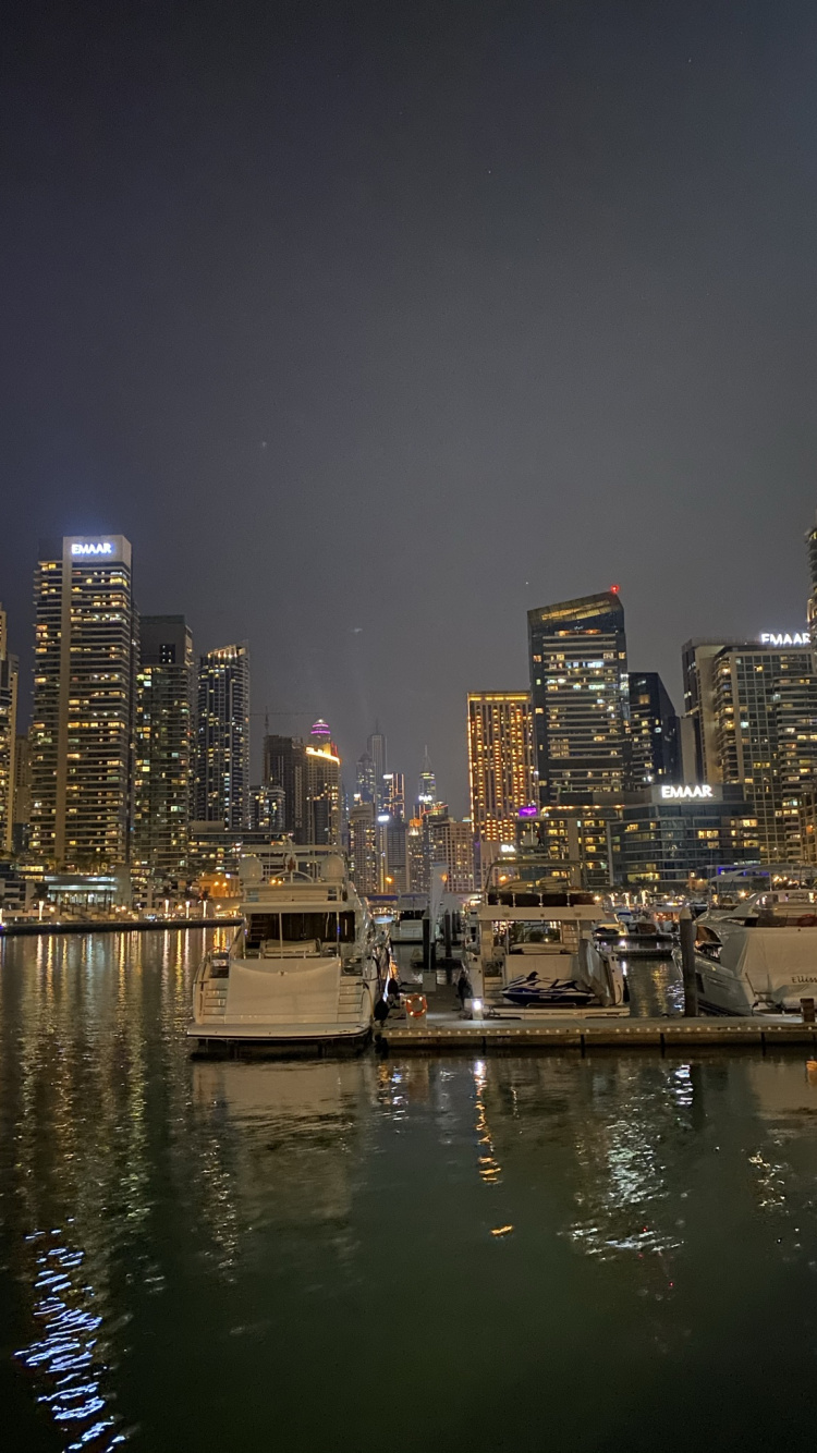 Dubaï, La Marina De Dubaï, Paysage Urbain, Nuit, Tour de Bloc. Wallpaper in 750x1334 Resolution