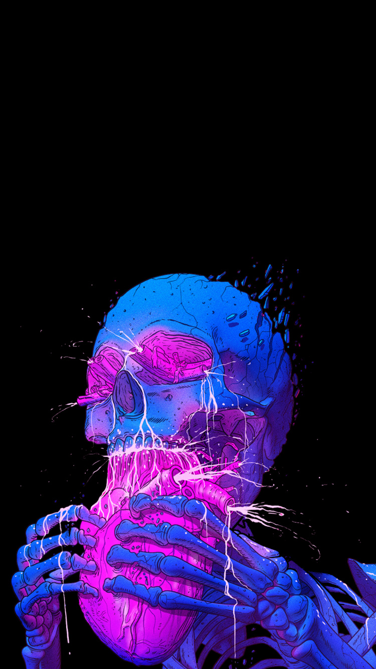 Skeleton, Amoled, Super Amoled, Smartphone, Colorfulness. Wallpaper in 750x1334 Resolution