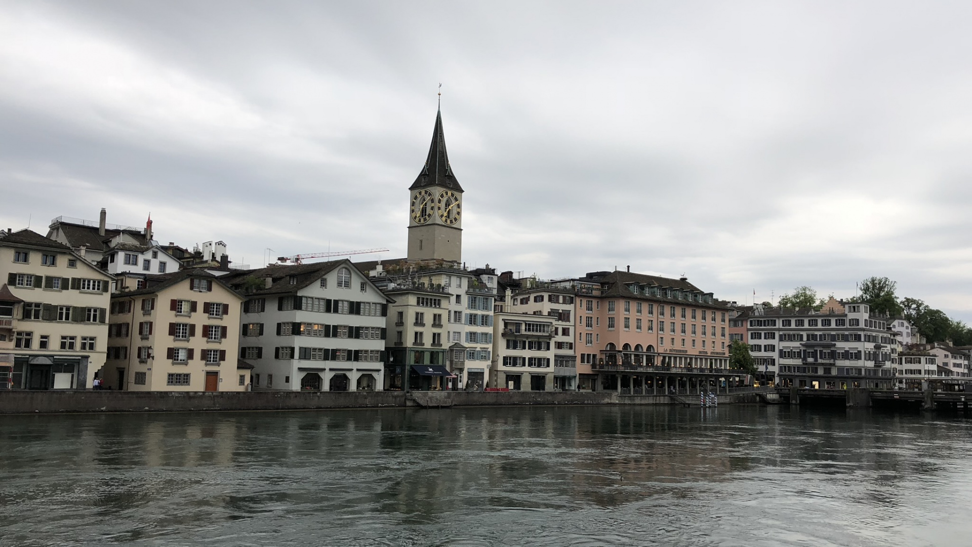 Zrich, Water, Clock Tower, Waterway, Town. Wallpaper in 1920x1080 Resolution