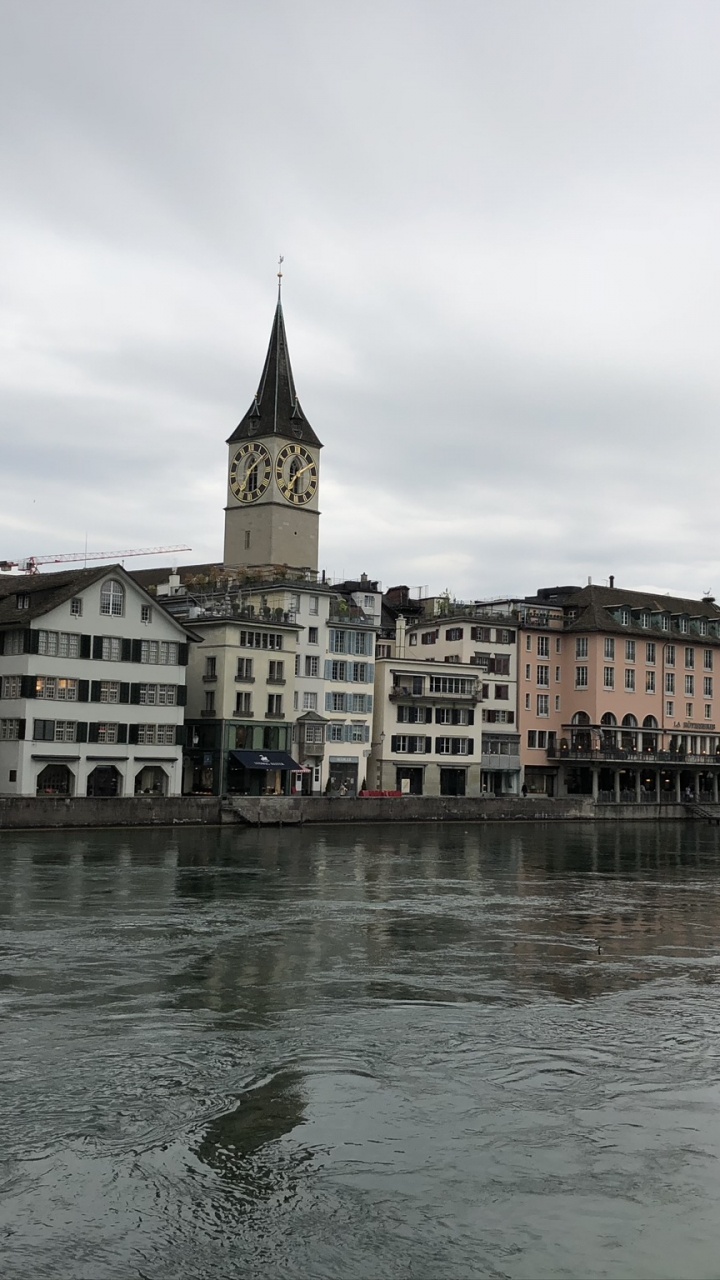 Zrich, Water, Clock Tower, Waterway, Town. Wallpaper in 720x1280 Resolution