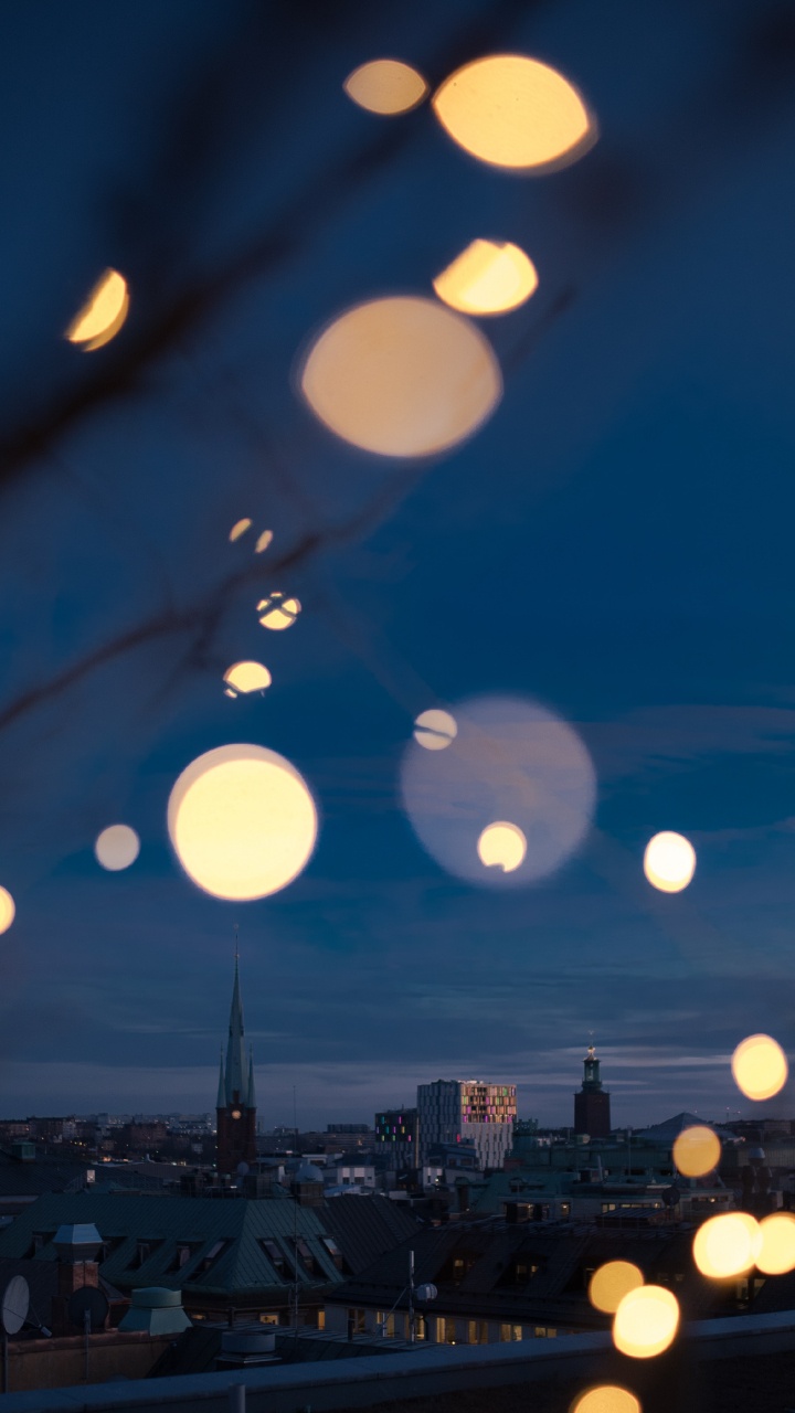 White and Black Round Lanterns During Night Time. Wallpaper in 720x1280 Resolution