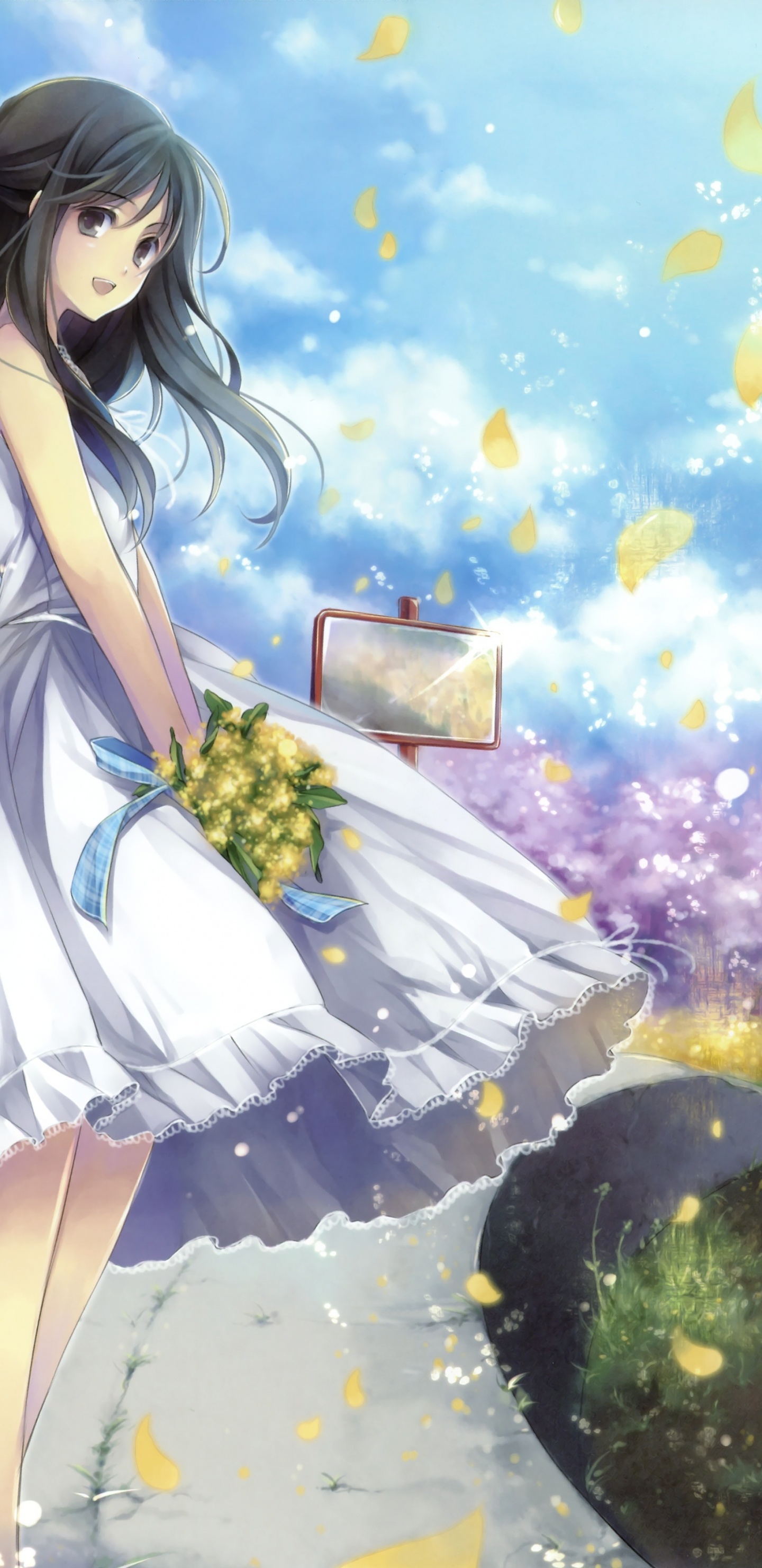 Anime Mädchen Sommerkleid, Anime, Kleid, Kleidung, Zug. Wallpaper in 1440x2960 Resolution