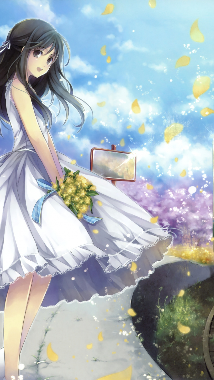 Anime Mädchen Sommerkleid, Anime, Kleid, Kleidung, Zug. Wallpaper in 750x1334 Resolution