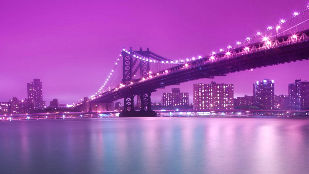 Black Bridge Over Body of Water During Night Time. Wallpaper in 1280x720 Resolution