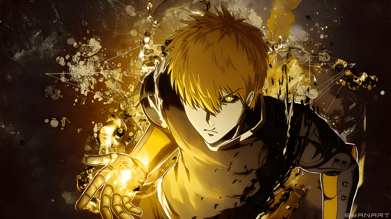 Anime, Genos, One Punch Man, Saitama, Anime Art. Wallpaper in 1366x768 Resolution