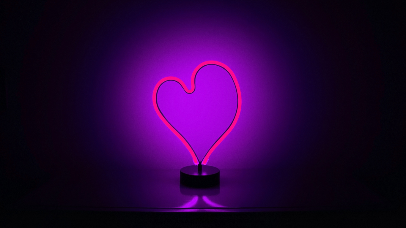 Heart, Light, Purple, Love, Magenta. Wallpaper in 1366x768 Resolution