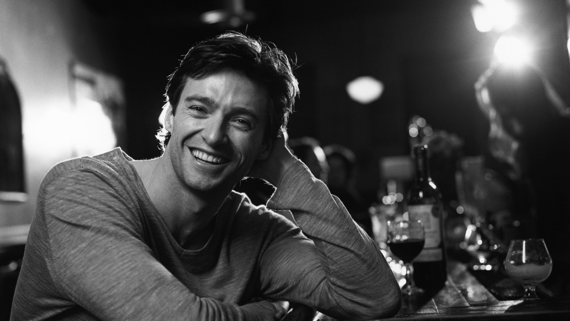 Hugh Jackman, Noir et Blanc, Noir, Monochrome, Obscurité. Wallpaper in 1920x1080 Resolution