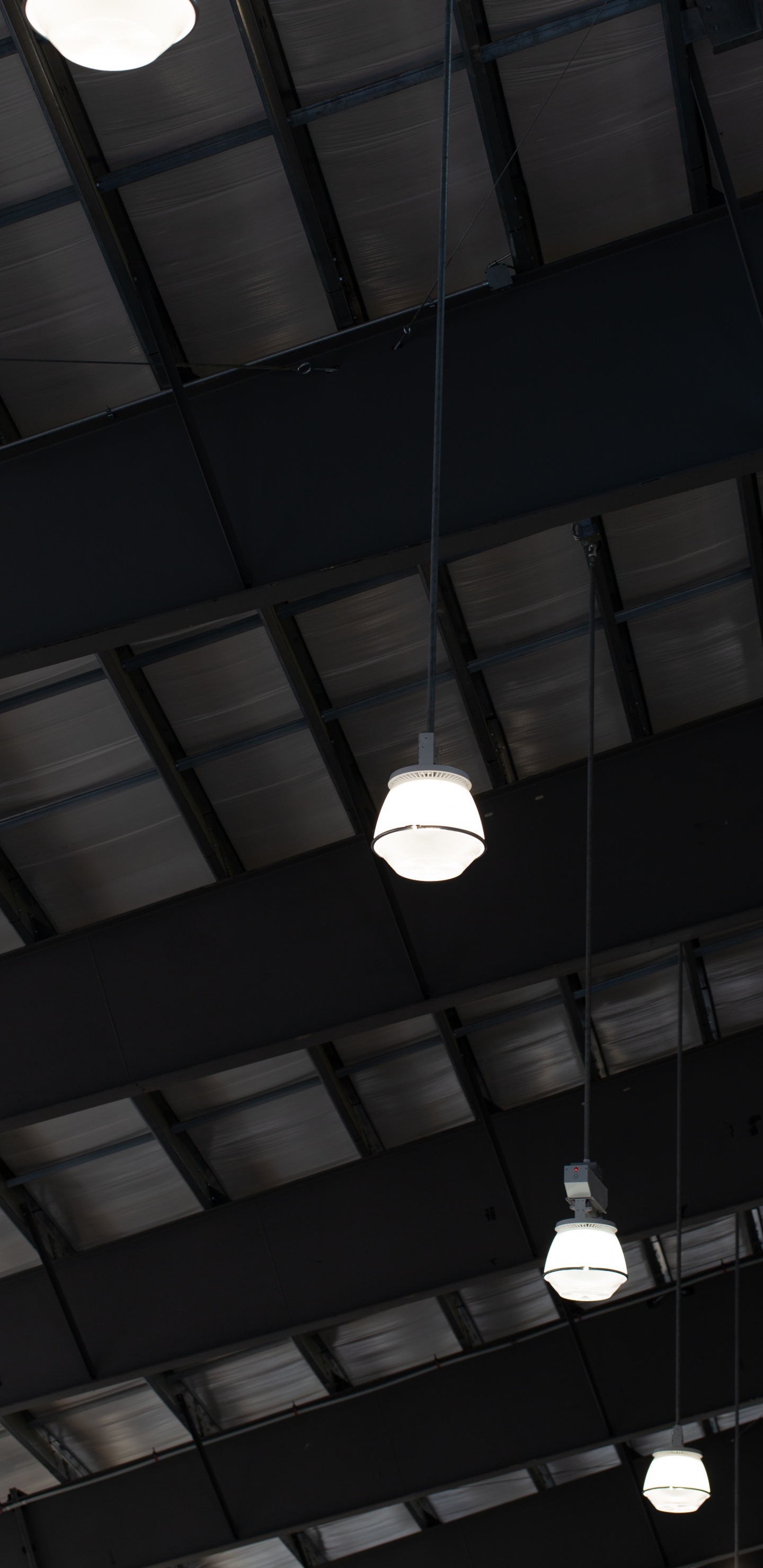 White Pendant Lamp Turned on in Room. Wallpaper in 1440x2960 Resolution