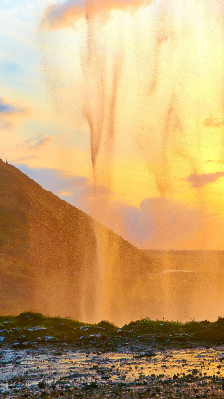 Water Falls on Mountain During Daytime. Wallpaper in 750x1334 Resolution