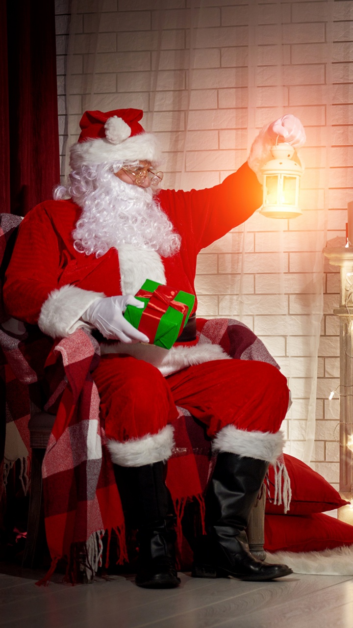 Weihnachtsmann, Weihnachten, Weihnachtsdekoration, Weihnachtsbaum, Innenarchitektur. Wallpaper in 720x1280 Resolution