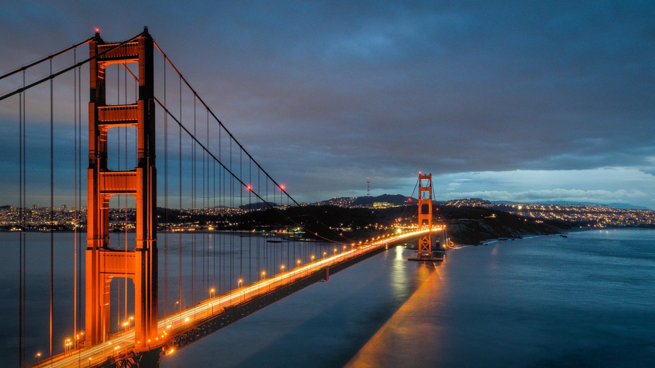 Puente Golden Gate San Francisco Durante la Noche. Wallpaper in 1280x720 Resolution