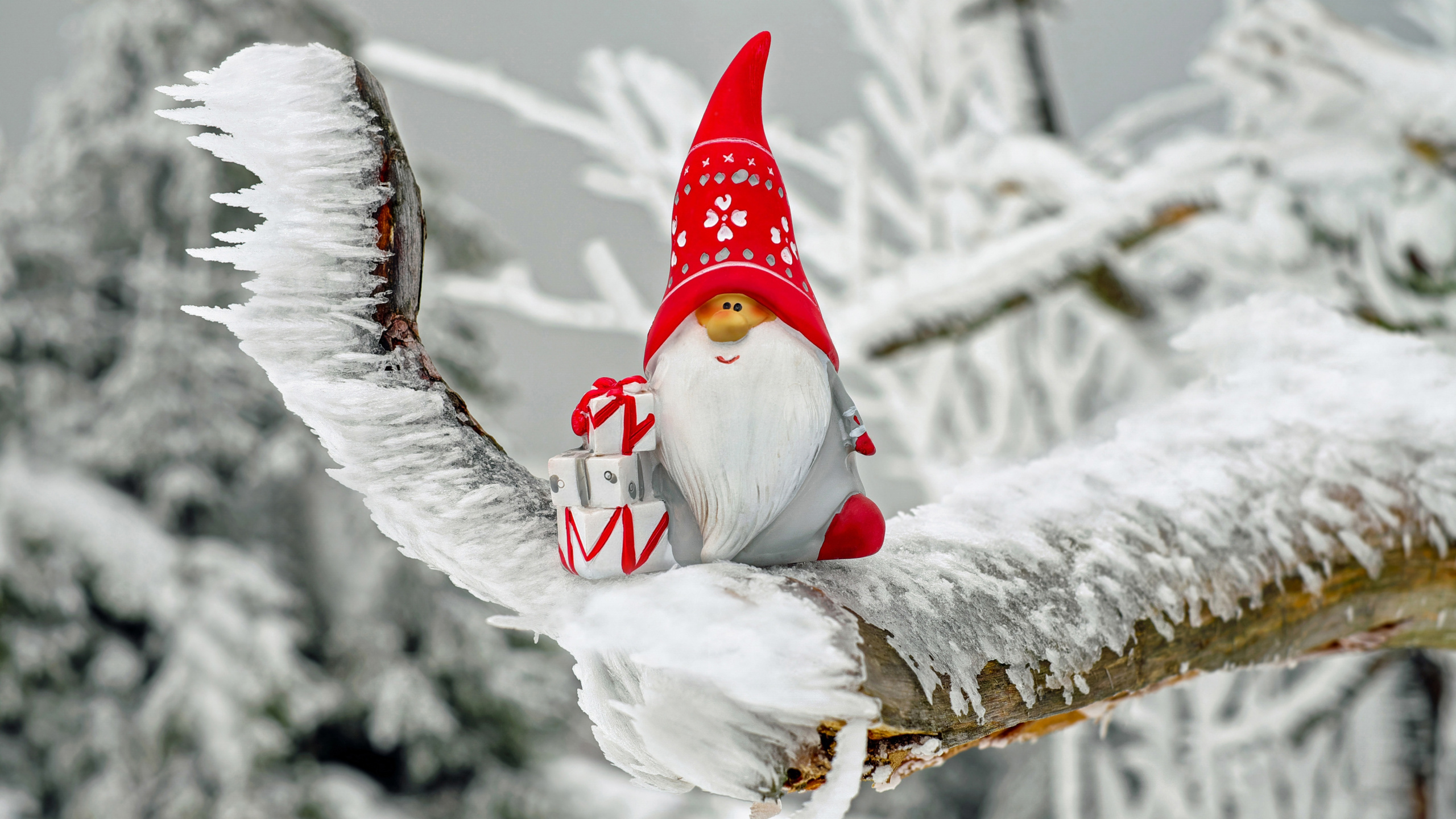 Weihnachtsmann, Weihnachten, Winter, Schnee, Einfrieren. Wallpaper in 2560x1440 Resolution
