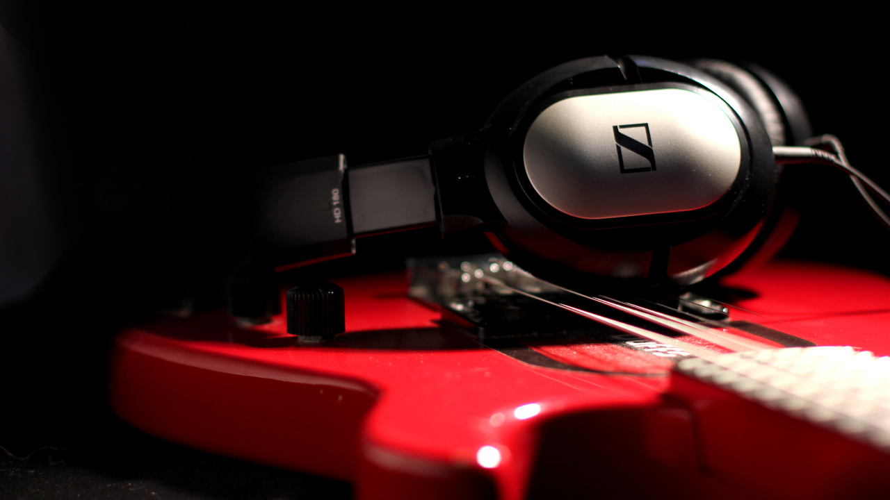 Headphones, Sennheiser, Red, Technology, Audio Equipment. Wallpaper in 1280x720 Resolution