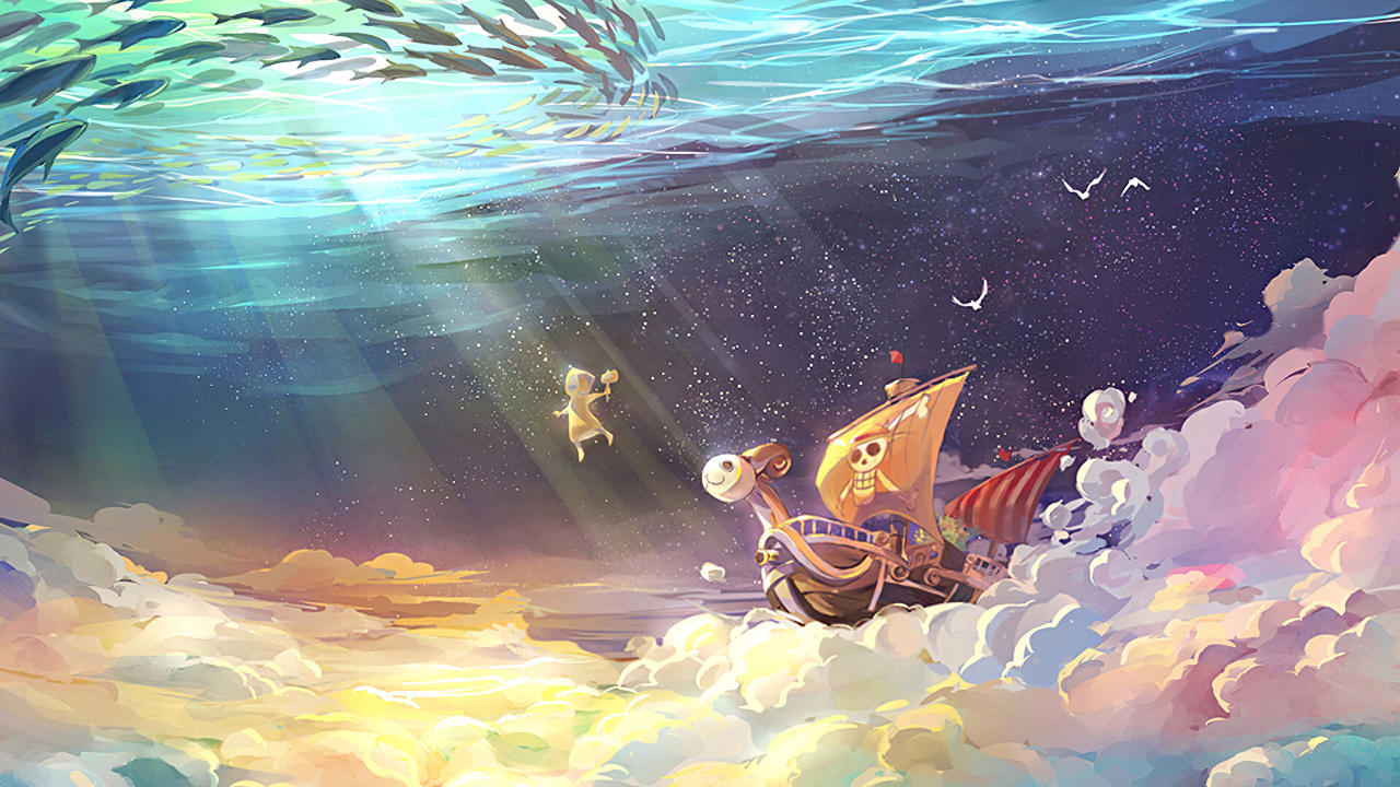 Going Merry, One Piece, Thousand Sunny, Anime, Daytime. Wallpaper in 1280x720 Resolution