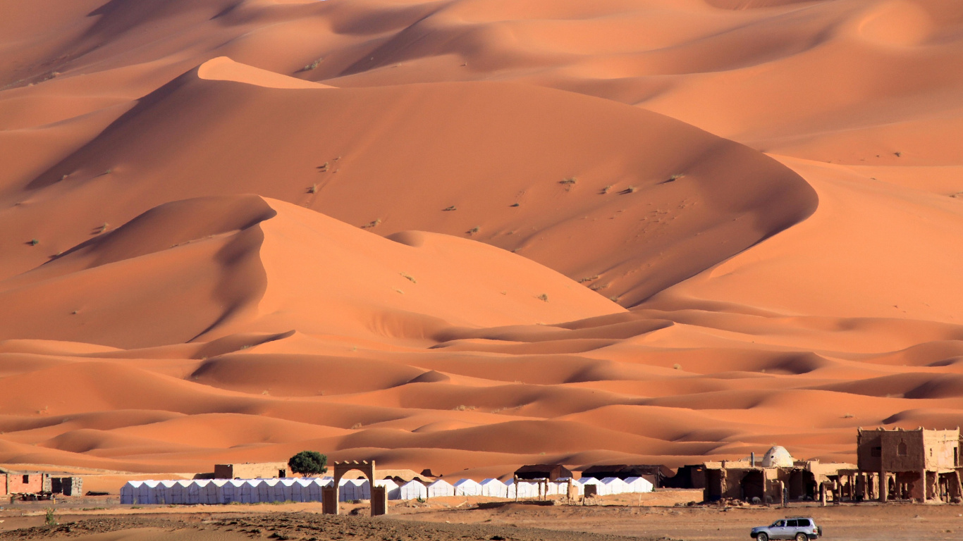 Erg, 风积地貌, 沙, 撒哈拉, 天空 壁纸 1366x768 允许