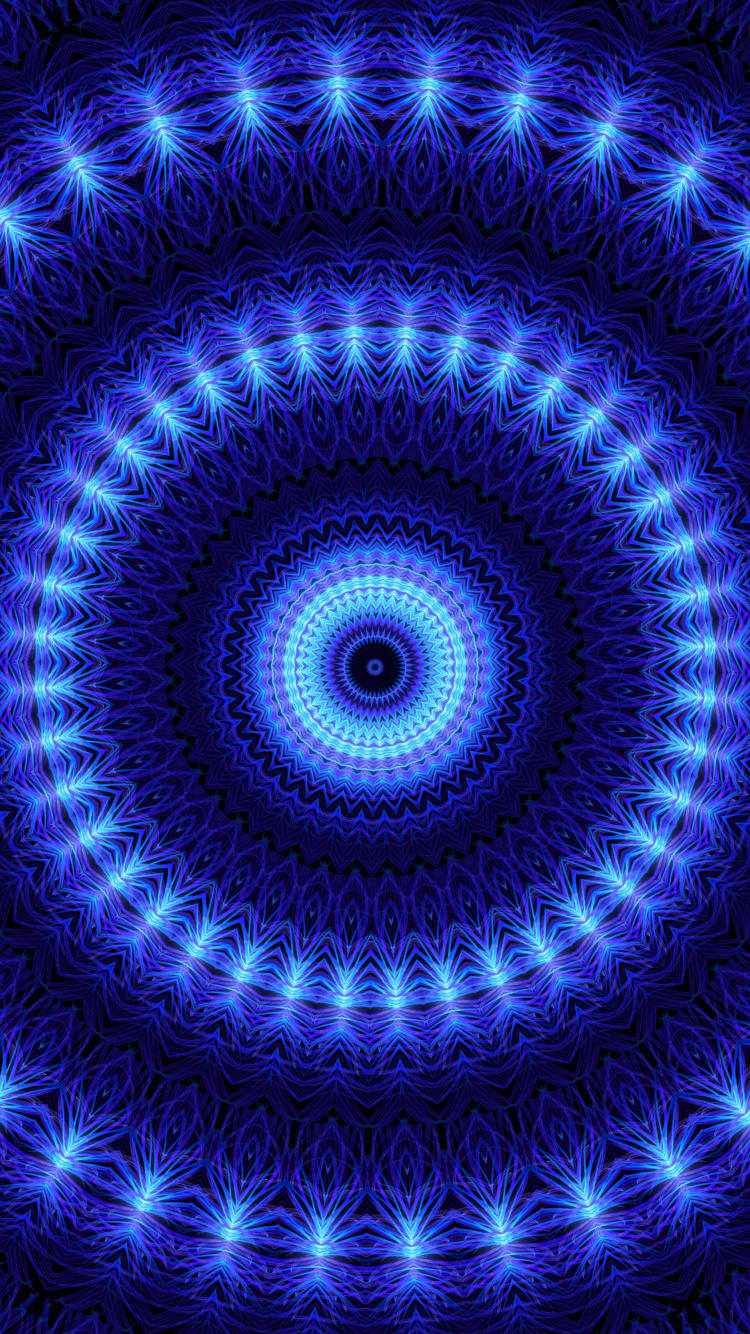 Blue and Black Round Light. Wallpaper in 750x1334 Resolution