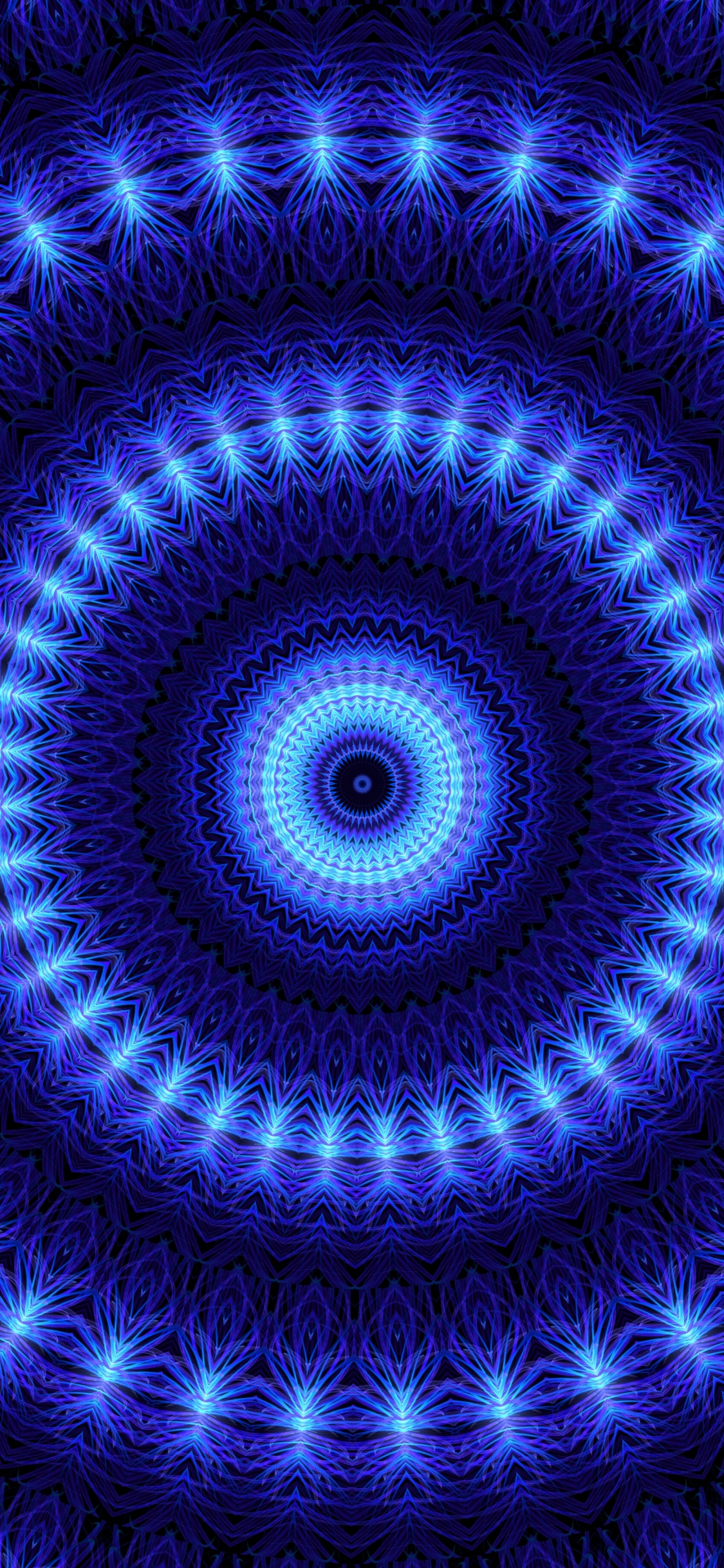 Blaues Und Schwarzes Rundes Licht. Wallpaper in 1125x2436 Resolution