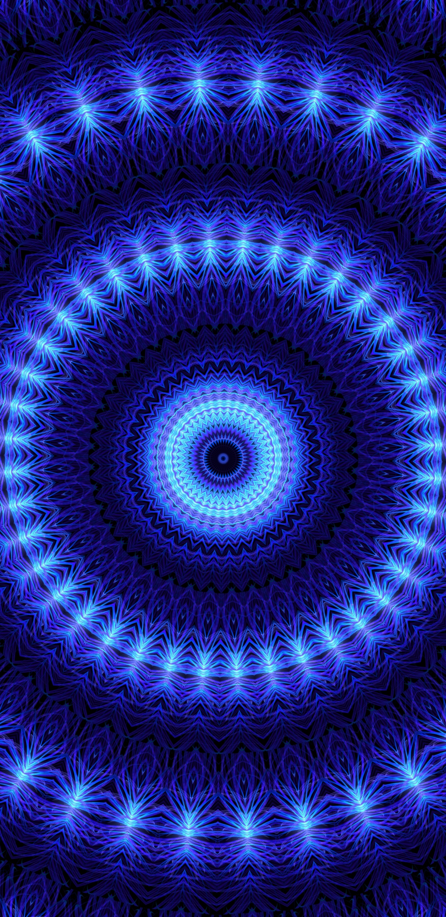 Blaues Und Schwarzes Rundes Licht. Wallpaper in 1440x2960 Resolution