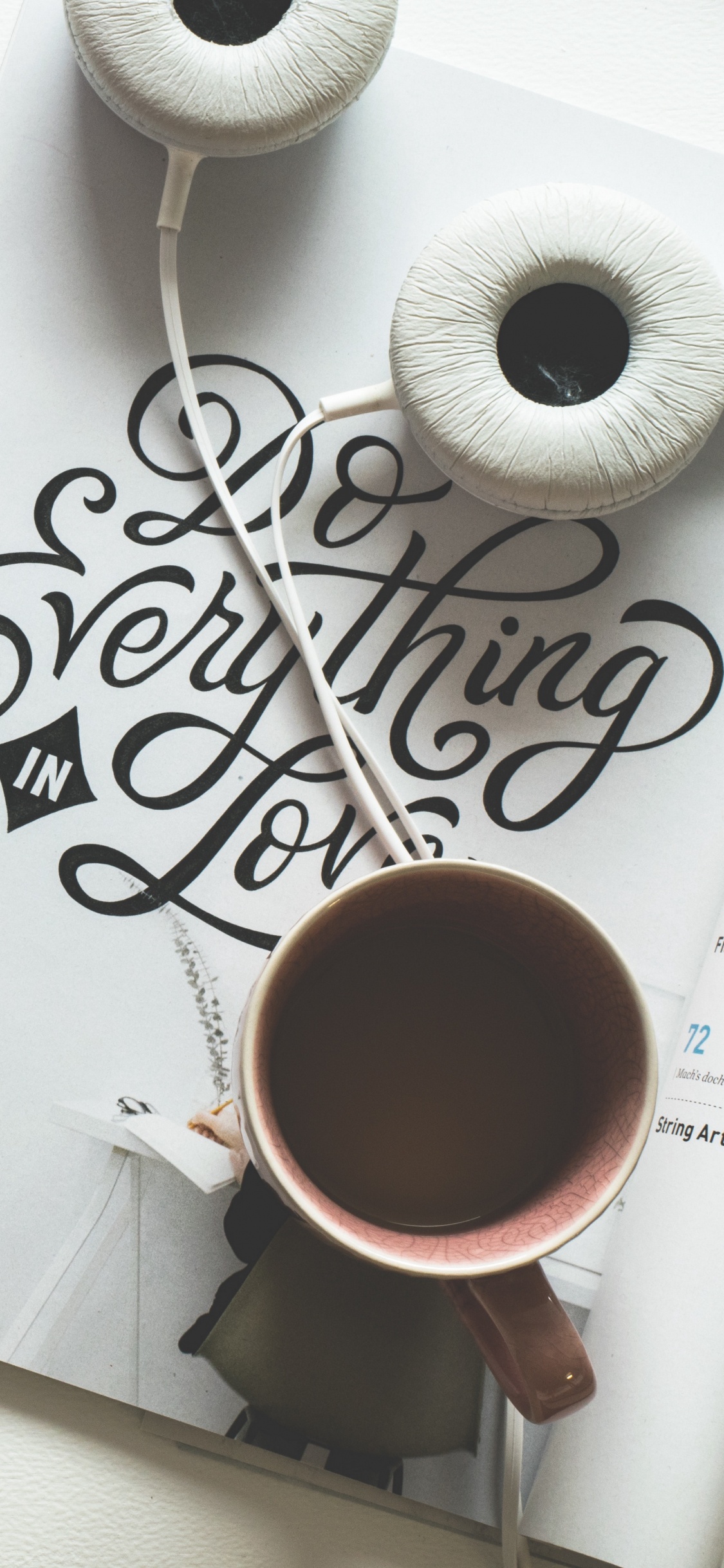 Auriculares y Cafe, Café, Auriculares, Tablet, Android. Wallpaper in 1125x2436 Resolution