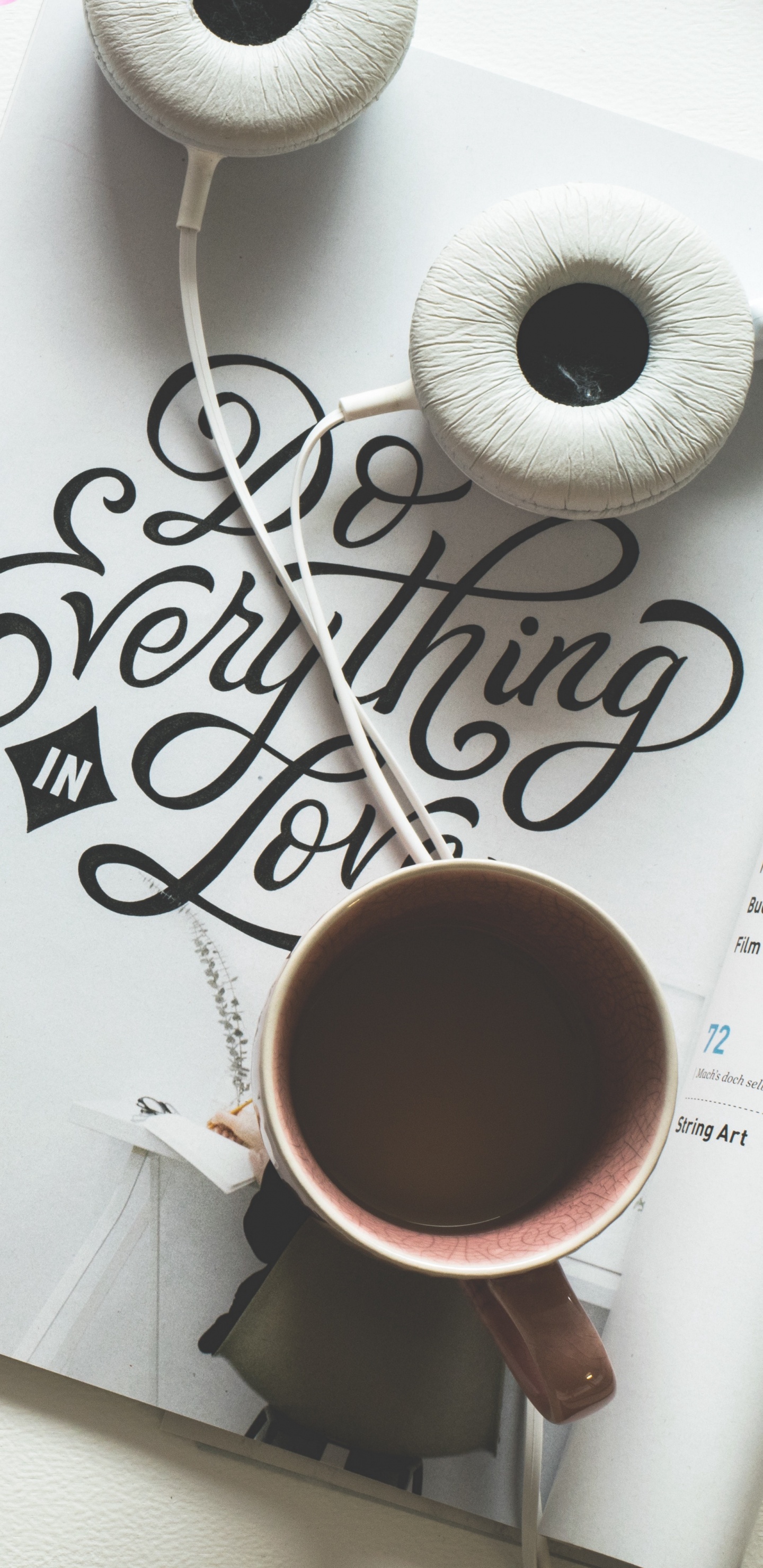 Headphones and Coffee, Coffee, Headphones, Tablet, Android. Wallpaper in 1440x2960 Resolution