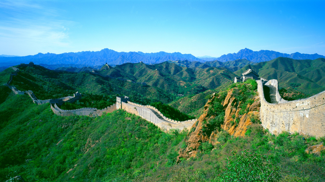 中国的长城, 慕田峪, 多山的地貌, 山站, 山脉 壁纸 1280x720 允许