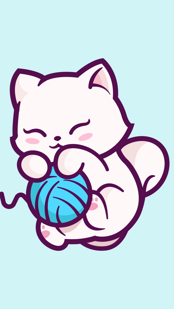 Pink and White Cat Illustration. Wallpaper in 720x1280 Resolution