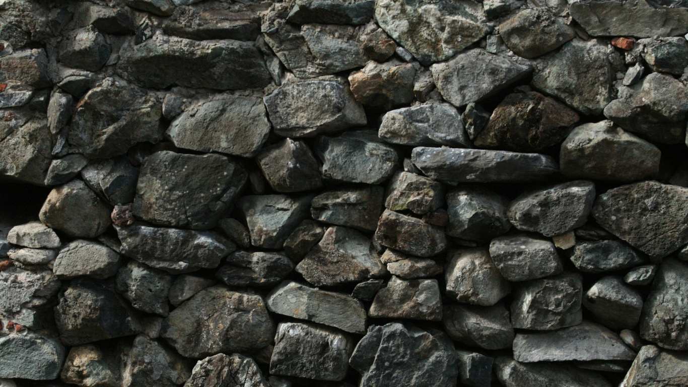 Mur de Pierre Marron et Gris. Wallpaper in 1366x768 Resolution