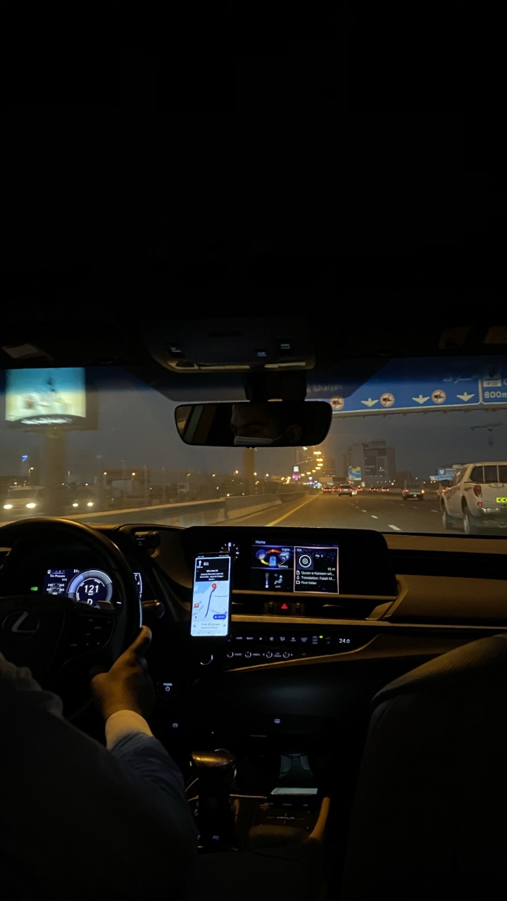 Rear-view Mirror, Windshield, Automotive Mirror, Road, Night. Wallpaper in 720x1280 Resolution
